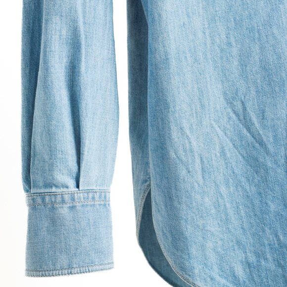 Brunello Cucinelli SS/22 Blue Monili-Trim Button-Down Long-Sleeved Denim Shirt - Picture 5 of 16